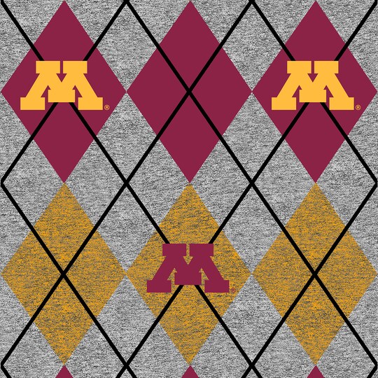 Sykel Enterprises-University of Minnesota Fleece Fabric-Minnesota Golden Gophers Heather Argyle Fleece Blanket Fabric-Sold by the yard